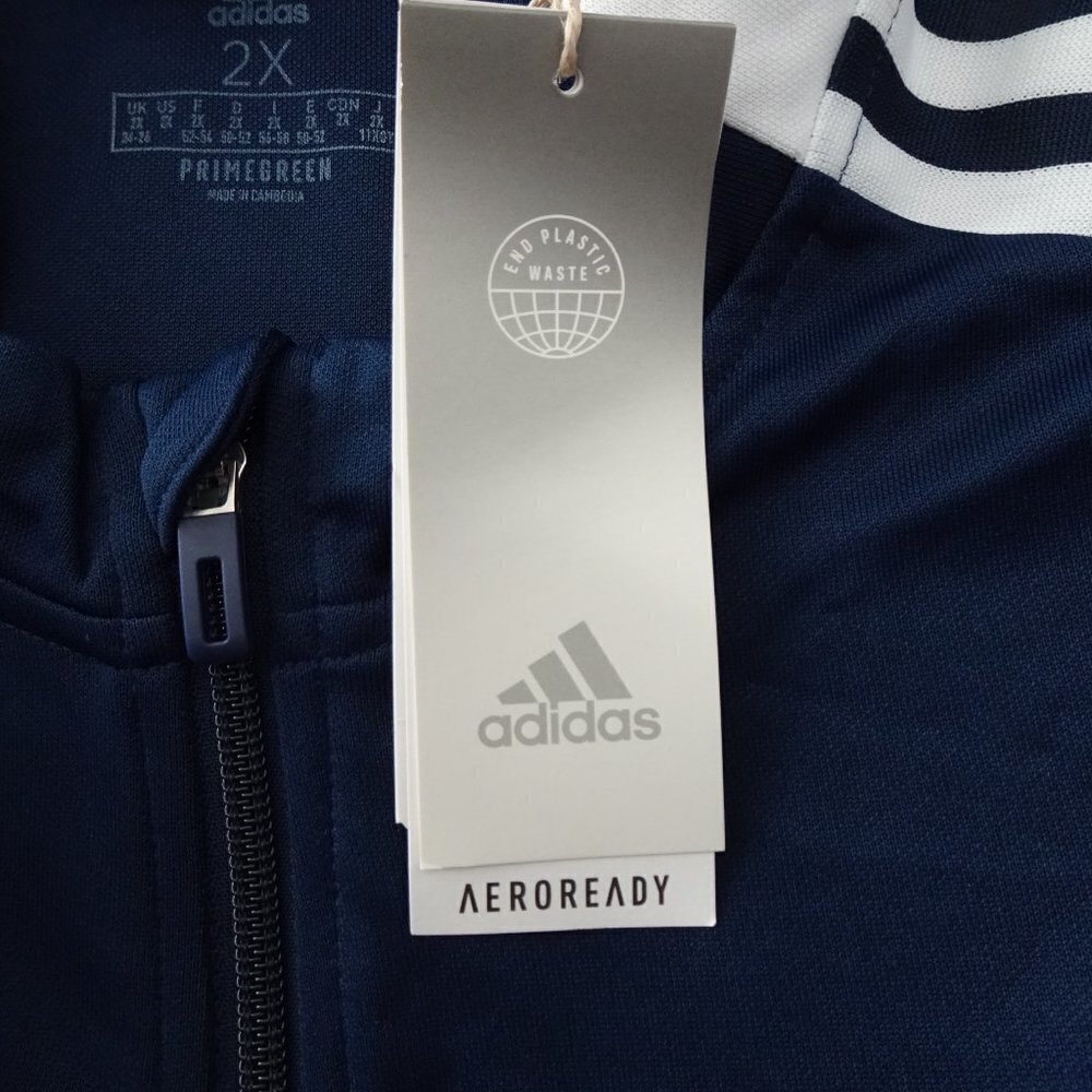 Adidas Tiro Track Jacket Women's Size 2X Blue Full Zip 3 Stripes Stand Collar - Picture 8 of 10